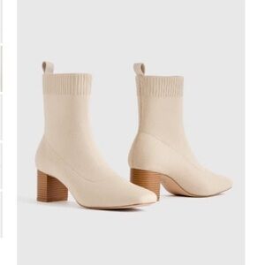 NEW in box QUINCE Eco-Knit Stretch Sock Ankle Bootie Bone Beige 10 10.5